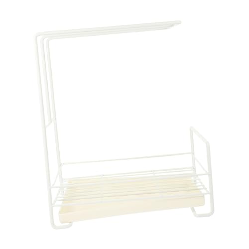 Mikinona Wandmontierter Spülbecken Abtropfgestell mit Schwammhalter Rostfreier Kohlenstoffstahl Stangen für Abtropfen von Tüchern Platzsparend ohne Bohren Küchenorganizer für Saubere von Mikinona