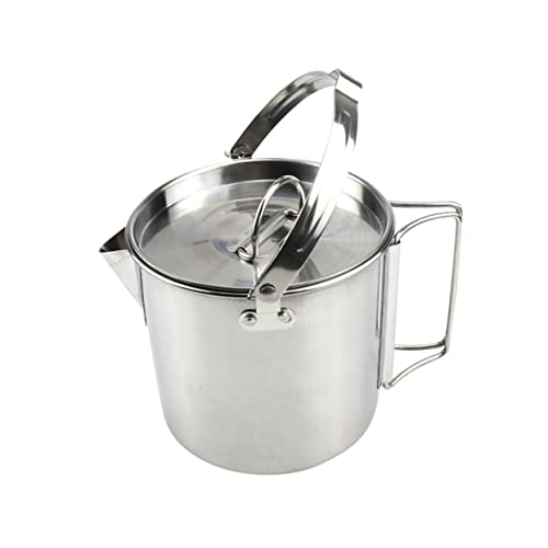 Mikinona Wasserkocher Outdoor Camping Topf mit Deckel und Klappbarem Griff Hitzebeständig zum Erhitzen von Heißer Suppe und Wasser für Picknick Wandern Bergsteigen von Mikinona