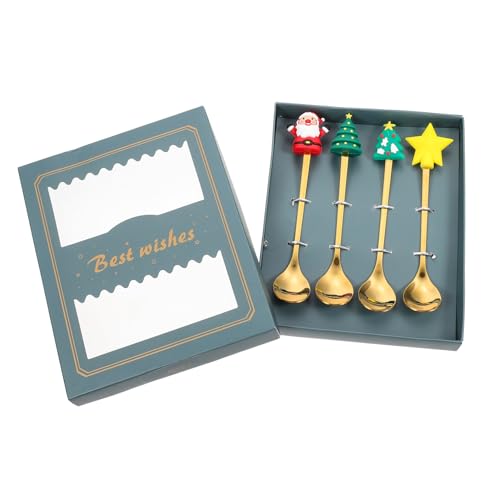 Mikinona Weihnachtliches Teiliges Edelstahl Dessertlöffel mit Ergonomischem Griff Stilvolle Kleine Löffel für Kuchen Eis und Tee für Weihnachtsfeiern und Festliche Tischdekoration von Mikinona