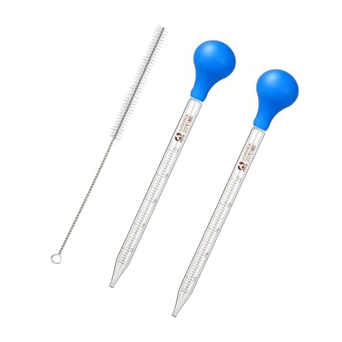 Liquid Dropper, Dropper Pipetten, Glas Pipette Dropper, Pipette 10ml, Glass Measuring Pipette, Blauen Gummi-Kopf Pipettierer, mit Bürsten, für Labor Lebensmittel Forschung Medizin Schule von Mikiuly