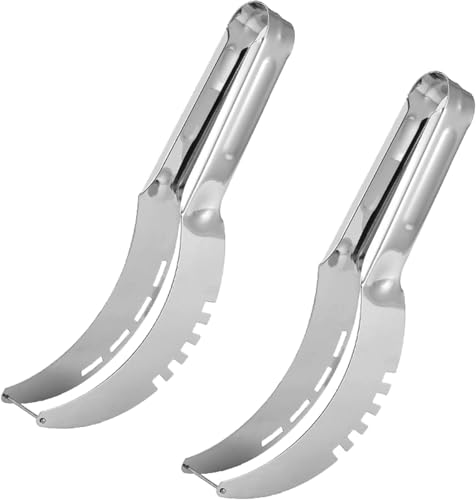 Melonenschneider Edelstahl, Wassermelonenmesser, Wassermelonen Schneider, Schnell Sicheres Wassermelonenmesser, Multifunctional Stainless Steel Fruit Slicer, Slicer Knife, 2pcs, Silber Melonenschneider Edelstahl, Wassermelonenmesser, Wassermelonen Schneider, Schnell Sicheres Wassermelonenmesser, Multifunctional Stainless Steel Fruit Slicer, Slicer Knife, 2pcs, Silber von Mikiuly