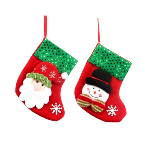 Mikiuly Weihnachtsstrümpfe, Nikolausstrümpfe, Weihnachtssocken, Weihnachten Christmas Stocking für Weihnachtsbaum Kamin Deko, Kinder Familien Schneemann Weihnachtsmann Weihnachtsbaum, 2er-Pack von Mikiuly