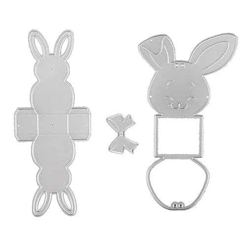 2 Set Ostern Stanzschablonen Geschenkbox Hase Box Stanzen Klein Süßigkeitenbox Metall Prägeschablonen Stanzformen Cutting Dies für DIY Scrapbooking Karten Handwerk Geschenk Homedeko 2024 Neue von Mikocofo