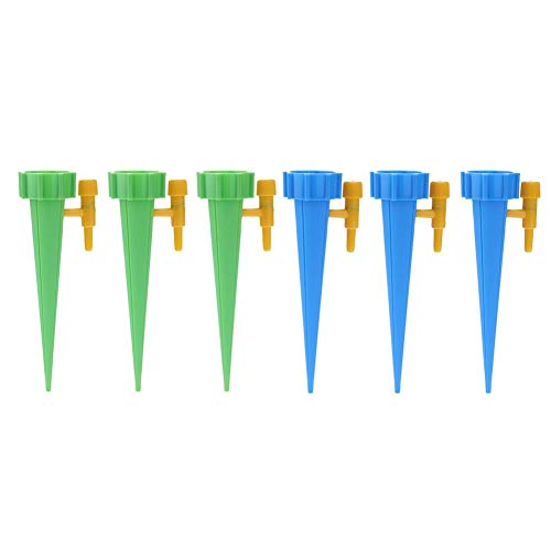 Mikolotuk 6 Stück Bewässerungsflaschen, automatisch, Pflanzen, Bewässerungsset, für Garten, Haus, Innen- und Außenbereich, Grün + Blau von Mikolotuk