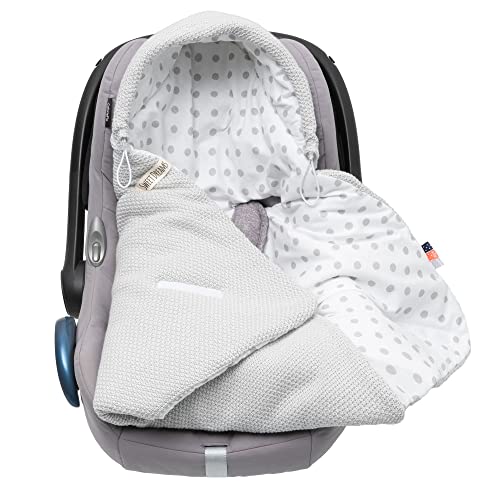 Baby Einschlagdecke Babyschale Winter Strickdecke Kinderwagendecke Fußsack Baby 100% Baumwolle mit Füllung Universal für Kinderwagen Buggys Frühling Maxi Cosi 3 Punkt Gurt Beige Grau(39)(Grau) von Mikos