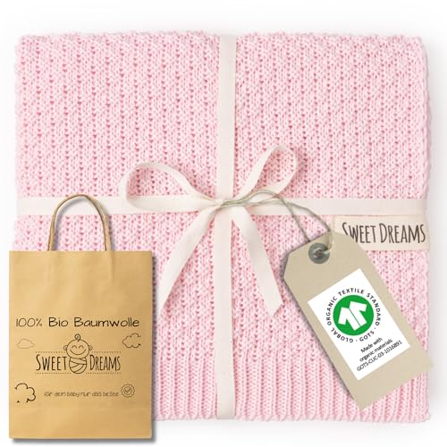 Mikos Babydecke GOTS 100% Bio Baumwolle - Weiche Strick Kuscheldecke Baumwolle - Warme Baumwolldecke für Neugeborene - Perfekt für Baby Erstausstattung - Vielseitige Baby Winterdecke von Mikos