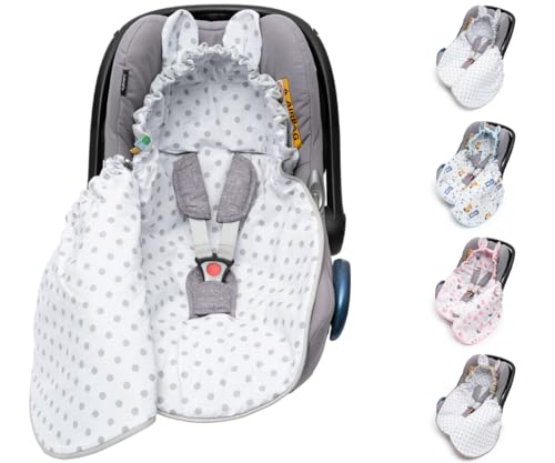 Mikos Einschlagdecke Babyschale Baby Fußsack, Velvetstoff mit Baumwolstoff für Autositz Frühling Kuscheldecke Kinderwagedecke Für Kinderwagen Buggys z.B. Maxi Cosi (51) (Grau) von Mikos