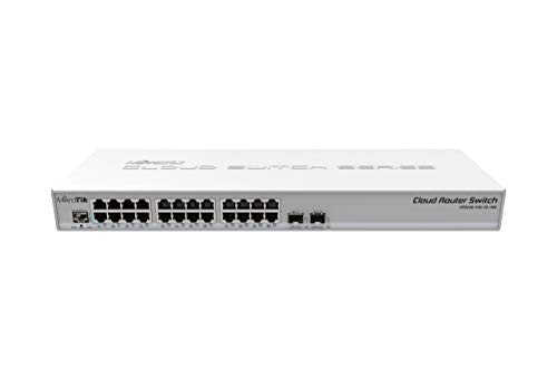 MikroTik Cloud Router Switch 326-24G-2S+RM with 800 MHz CPU, 512MB RAM, 24xGigabit LAN, 2xSFP+ cages, RouterOS L5 or SwitchOS (dual boot), 1U rackmount case, PSU von MikroTik