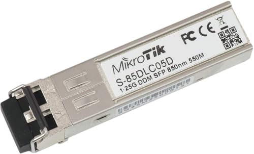 Mikrotik S-85DLC05D ist EIN 1,25 G SFF-Transfer mit 850 nm Dual LC-Stecker, für bis zu 550 Meter Multimodefaser-Anschluss, mit DDM von MikroTik