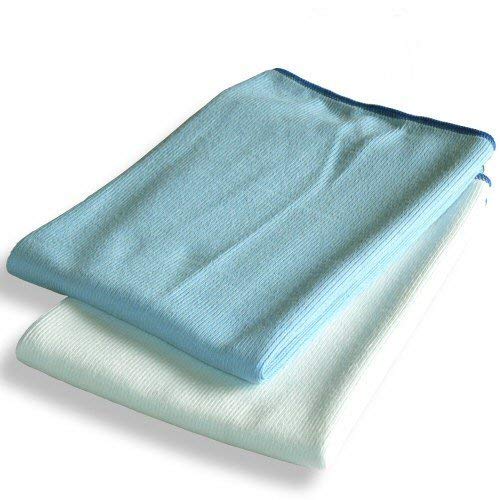 Mikrofaser Polier- und Geschirrtücher Glanz 2 Stück Set, 50 x 70 cm, Blau, Weiß von Mikrofaser-Aktiv
