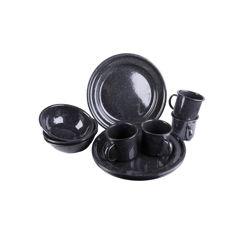 Mil-Tec Geschirr-Set WESTERN ESSGESCHIRRSATZ EMAILLE 12-TLG. SCHWARZ (12-tlg), emaille von Mil-Tec