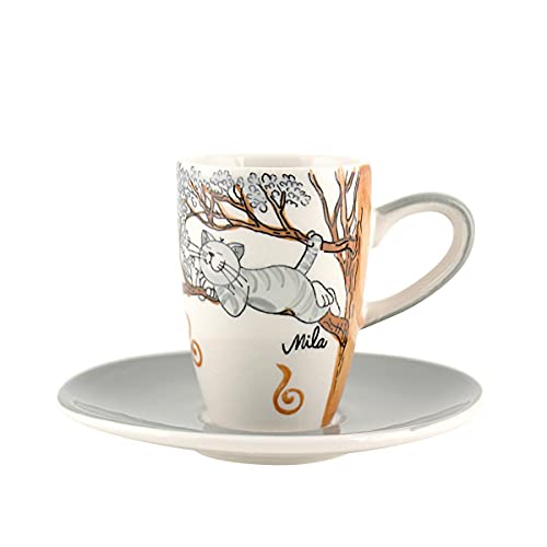 440s.de Mila Keramik Espresso-Tasse mit Untere, Oommh Katze Pure Relax | MI-88184 | 4045303881846 von Mila GmbH