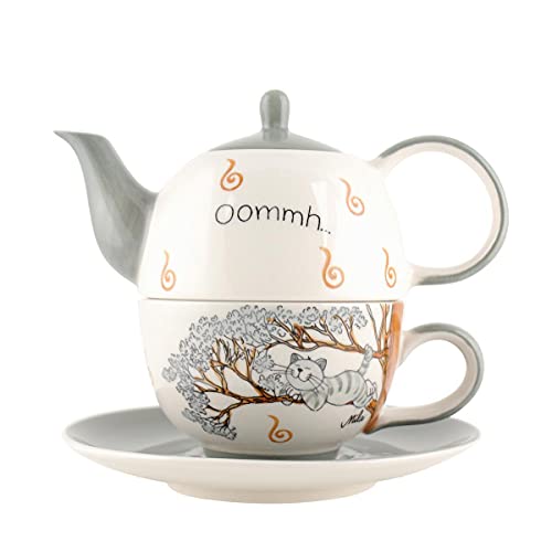 440s.de Mila Keramik Tee-Set: Tea for One, Oommh Katze Pure Relax | MI-99184 | 4045303991842 von Mila GmbH