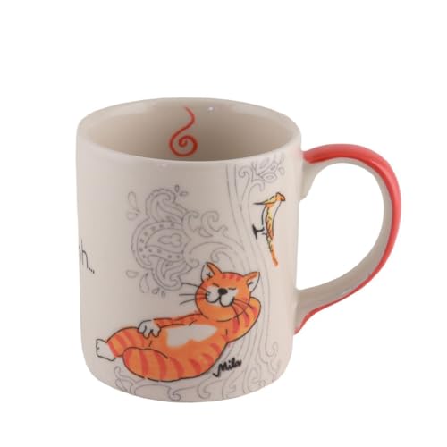 Mila Keramik-Becher Oommh Katze Take your Time ca. 250ml Tee- oder Kaffee-Tasse mit hübscher Katze für ein positives Mindset als Geschenk zum Schöpfen von Zuversicht und innerem Wohlbefinden von Mila GmbH