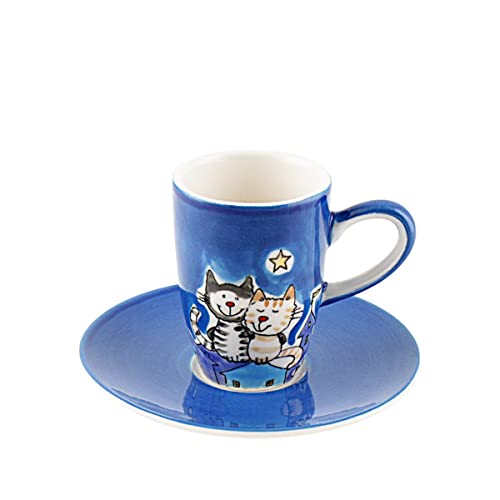 Mila Keramik Espresso-Tasse mit Untere, NachtKatzen | MI-88425 | 4045303884250 von Mila GmbH