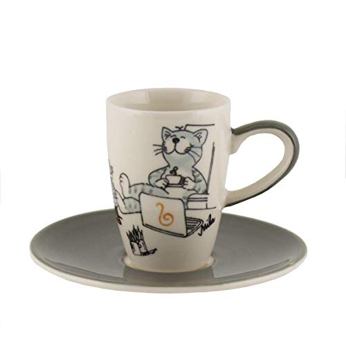 Mila Keramik Espresso-Tasse mit Untere Oommh Katze Relax - take it Easy Home-Office | MI-88227 | 4045303882270 von Mila GmbH