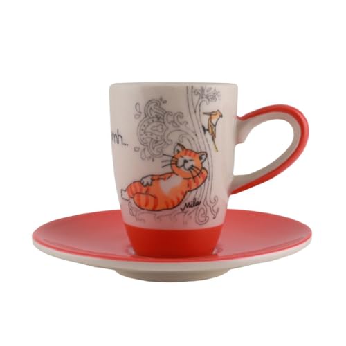 Mila Keramik Espresso-Tasse mit Untere Oommh Katze Take Your Time ca. 75ml Kaffee-Tässchen mit Katze für positives Mindset als Geschenk zum Schöpfen von Zuversicht und innerem Wohlbefinden von Mila GmbH