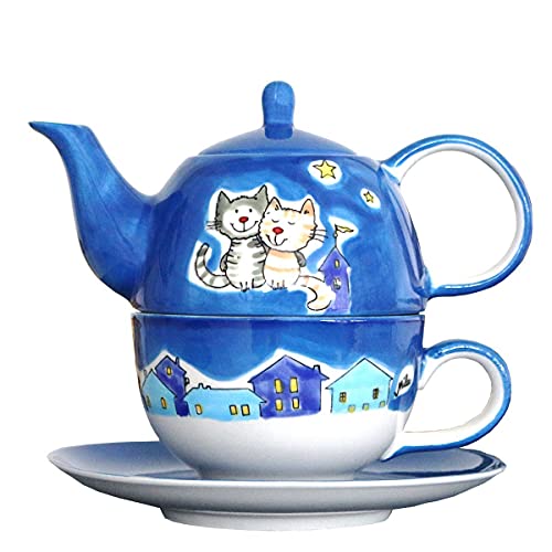 Mila Keramik Tee-Set: Tea for One, NachtKatzen | MI-99425 | 4045303994256 von Mila GmbH