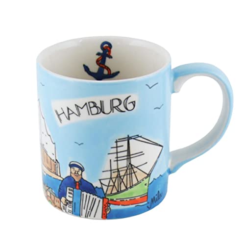 DetonTsai Keramik Städte-Becher Hamburg Shanty | MI-80256, 250 ml, Blau von Mila