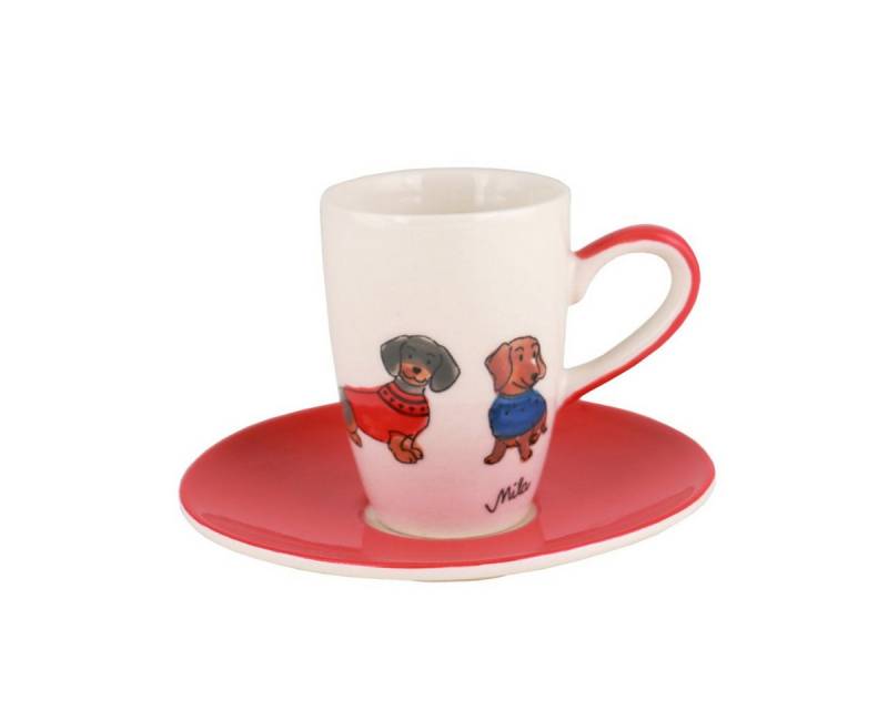 Mila Espressotasse Mila Keramik Espresso-Tasse mit Untere Dackelfreunde, ca. 75 ml, Keramik von Mila