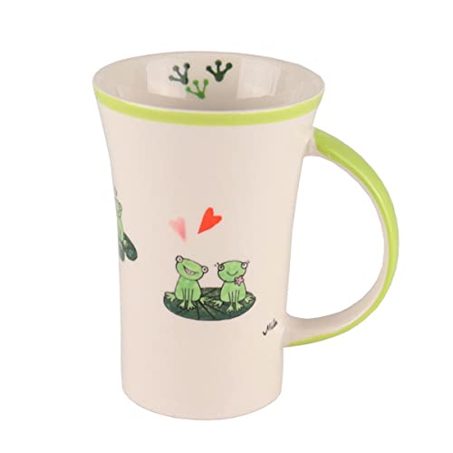 Mila Keramik-Becher Coffee-Pot Love is in the Air ca. 550ml Tee- und Kaffee-Tasse für Verliebte zum Valentinstag Hochzeitstag Jahrestag mit Herzen & Frosch-König Motiven von Mila