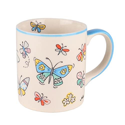 Mila Keramik-Becher Summer Beauty ca. 250 ml Tasse Tee- oder Kaffee-Mug mit Schmetterlings-, Blumen- & Frühlings-Motiven von Mila