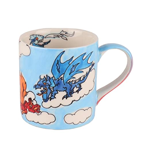 Mila Keramik Kinder-Becher Dragon Time märchenhafte Tee- und Kaffee-Tasse mit Drachen-Motiven handbemalt spülmaschinenfest fair produziert farbenfrohes Geschenk von Mila