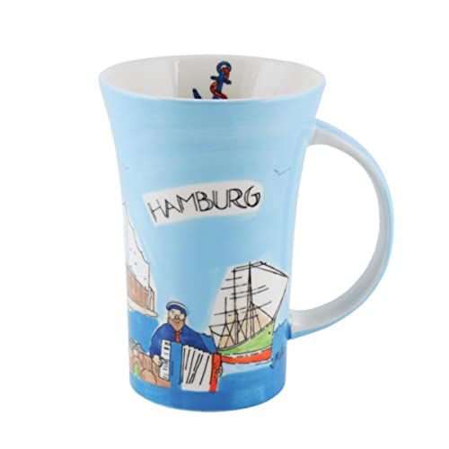 Mila Keramik Städte-Becher Coffee-Pot Hamburg Shanty | MI-82256, Blau von Mila