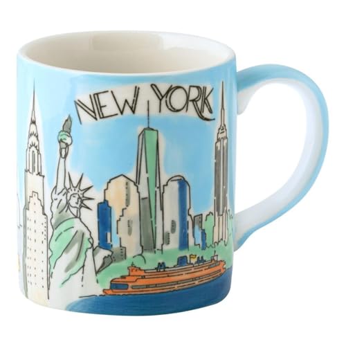 Mila Keramik Städte-Becher New York ca. 250ml Tee- & Kaffee-Tasse mit Sehenswürdigkeiten wie Freiheitsstatue Chrysler & Empire State Building sorgt als Geschenk für Urlaubs-Laune und Reise-Glück von Mila