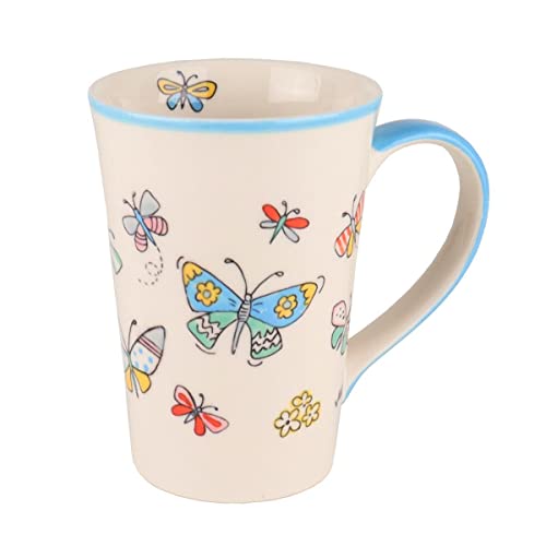 Mila Keramik-Teebecher Summer Beauty Tasse Tee- oder Kaffee-Mug mit Schmetterlings-, Blumen- & Frühlings-Motiven von Mila