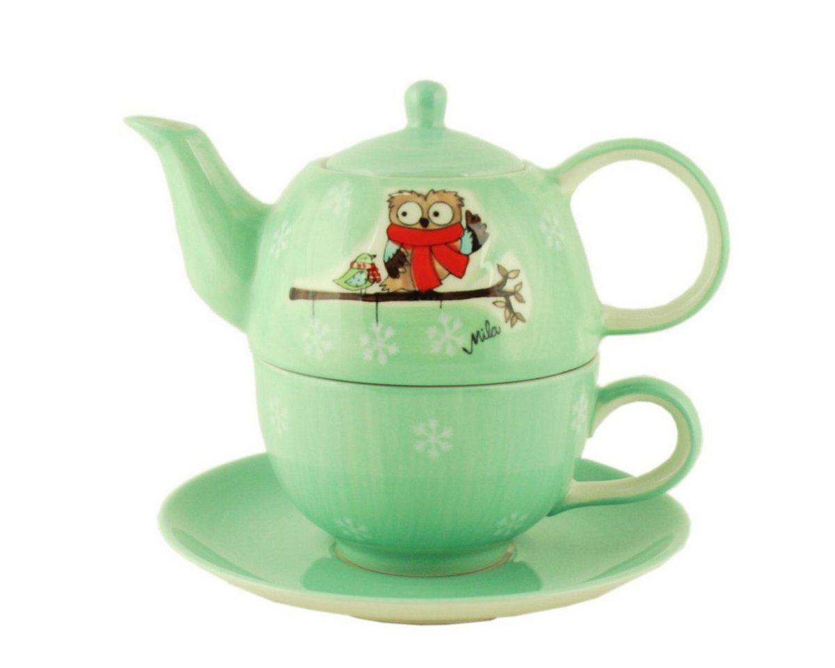 Mila Teekanne Mila Keramik Tee-Set Tea for One Hallo Winter-Eule, 0,4 l, (Set) von Mila