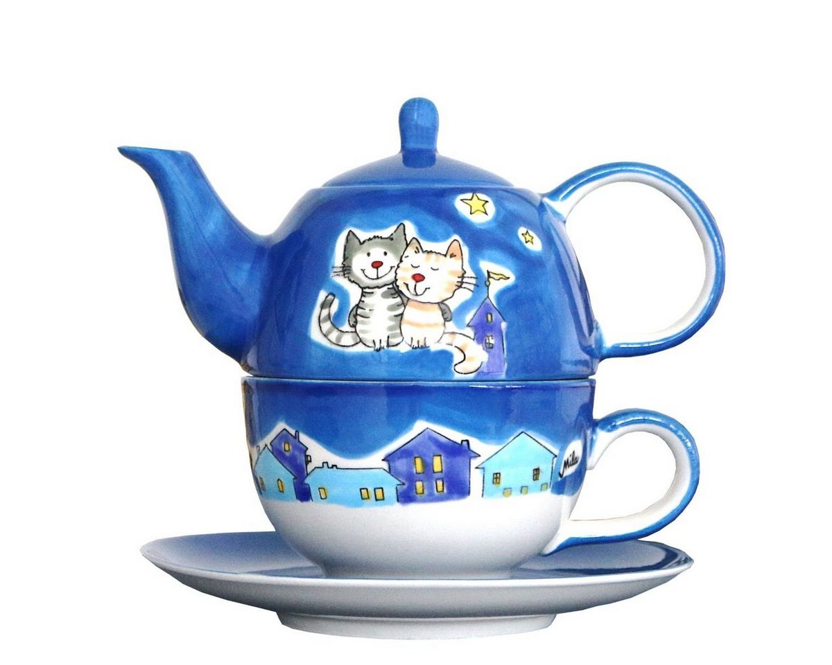 Mila Teekanne Mila Keramik Tee-Set- Tea for One NachtKatzen, 0,4 l, (Set) von Mila