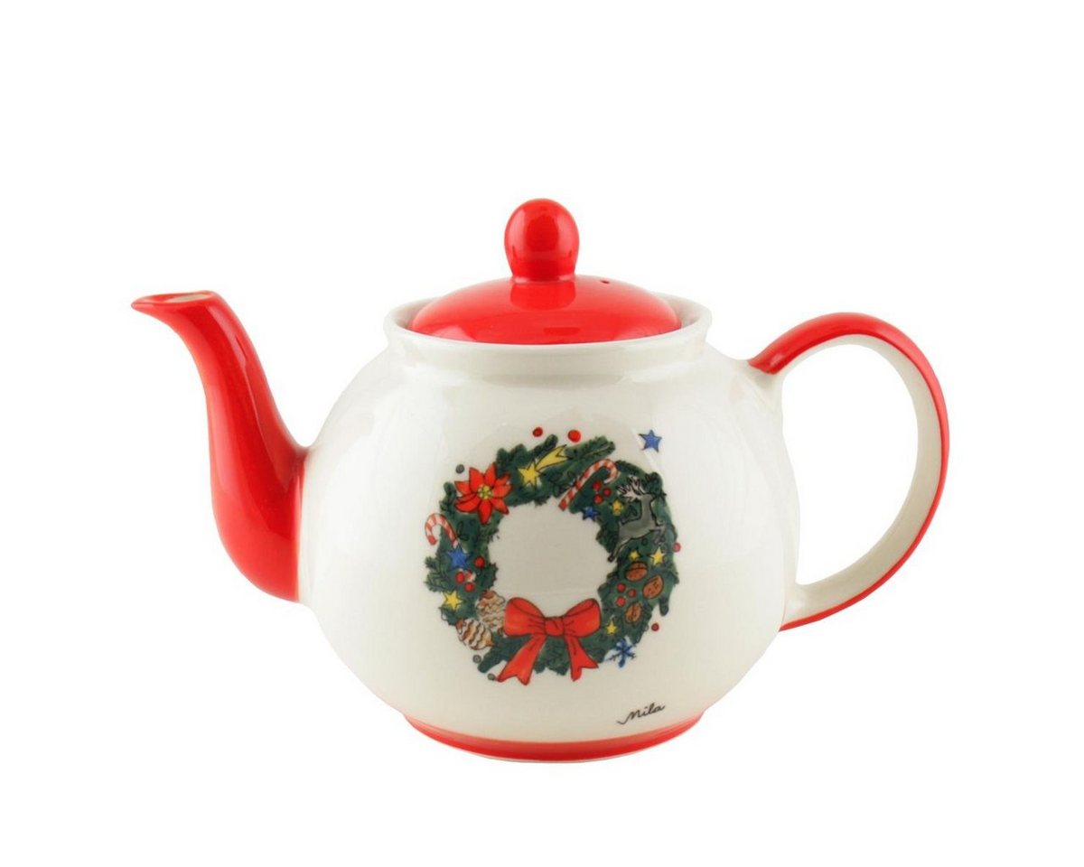 Mila Teekanne Mila Keramik-Teekanne Weihnachtskranz ca. 1,2 Liter, 1,2 l, (Set) von Mila