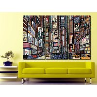 New York Leinwand Street Map Print Abstrakt Manhattan Wand Kunst Ny City Dekor Canvas Extra Großes Reise Poster von MilaArthouse