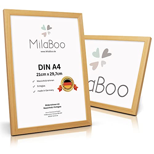 Milaboo® 2er Set Massivholz Bilderrahmen 21x30 cm A4 mit Echtglas I Made in Germany in drei Farbvarianten (2 Eiche A4) von Milaboo
