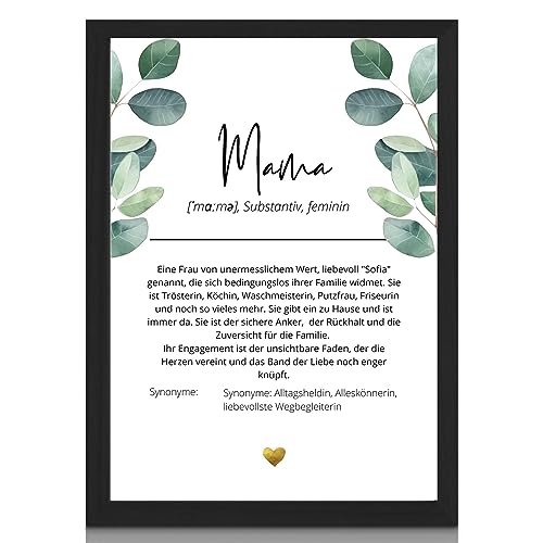 Milaboo® Mama Geschenk personalisiertes Poster I persönliches Muttertagsgeschenk, Valentinstag, Geburtstag oder Geschenk Weihnachten für Mama I Hahnemühle Kunstdruckpapier A3, A4, A5 (Mama 4) von Milaboo