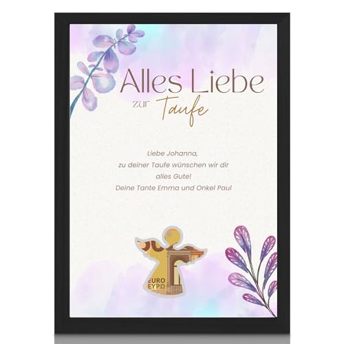 MilaBoo® personalisiertes Geldgeschenk Taufe I besonderes Poster Geschenk für Hobbies mit ausgestanzten Motiven von Milaboo