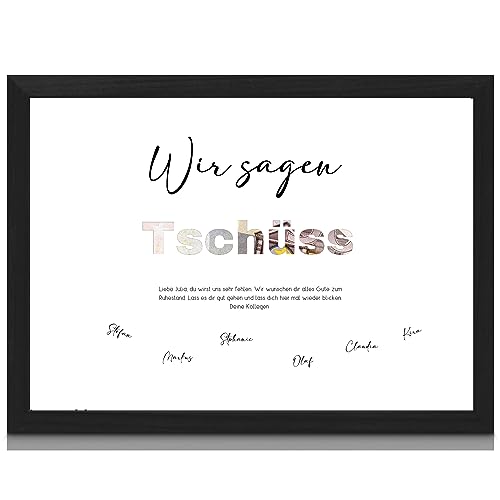 Milaboo® personalisiertes Geldgeschenk zur Rente Tschüss I besonderes Ruhestand Geschenk I Hahnemühlen Papier A3 A4 A5 optional mit Bilderrahmen von Milaboo