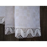 Leinen Gästetuch Mit Spitze Kariertes Elfenbein Weißes Handtuch Leinen Gästetuch Mit Spitze Kariertes Elfenbein Weißes Handtuch von MilaStyle