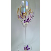 Atemberaubendes Weinglas, Perfektes Geschenk Für Muttertag, Sie, Lavendel Handbemalt, Einzigartiges Ihre Mama von MilaVero
