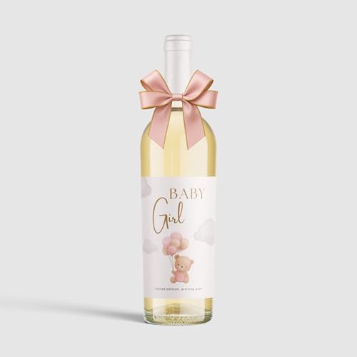 MilaBoo® 2er Set Weinetiketten mit Schleife | Unterschiedliche Anlässe | Edle Flaschenetiketten mit Schleifendeko – Selbstklebend & wasserfest (Baby Girl - rosa) von Milaboo