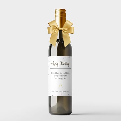 MilaBoo® 2er Set Weinetiketten mit Schleife | Unterschiedliche Anlässe | Edle Flaschenetiketten mit Schleifendeko – Selbstklebend & wasserfest (Birthday - gold) von Milaboo