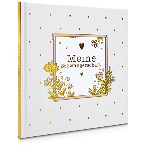 MilaBoo® Meine Schwangerschaft Erinnerungsbuch Hardcover Gold I Liebevoll gestaltetes Schwangerschaftstagebuch I Geschenk für werdende Mutter von Milaboo