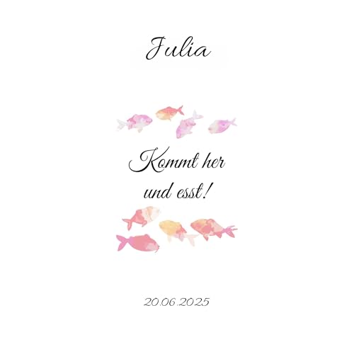 MilaBoo® Personalisierte Kerzentattoos für Taufe, Kommunion, Konfirmation, Hochzeit (Fisch rosa) von Milaboo