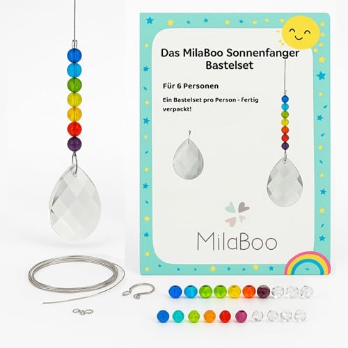 MilaBoo® Sonnenfänger Kristall Bastelset – DIY Suncatcher 6er Set oder Fertig Montiert – Bastelset Kindergeburtstag, Fensterdeko Lichtfänger, Mitgebsel Kinder, Garten Deko (DIY Bastelset) von Milaboo