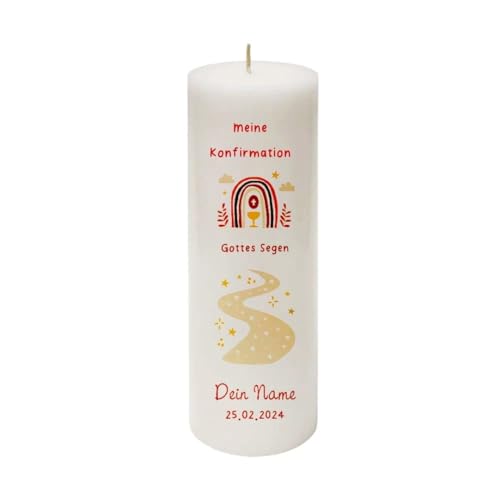 MilaBoo® personalisierte Konfirmationskerze I 25 x 8 cm Premium Kerze beidseitig bedruckt in Farbe I Made In Germany (Gottes Segen-beige) von Milaboo