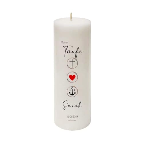 MilaBoo® personalisierte Taufkerze I 25 x 8 cm Premium Kerze beidseitig bedruckt in Farbe I Made In Germany (3 Zeichen) von Milaboo