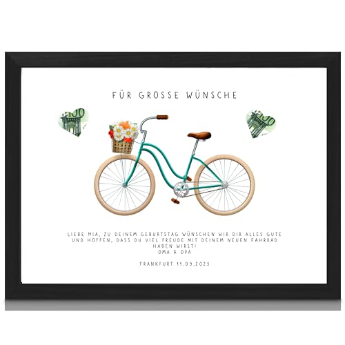 Milaboo® personalisiertes Geldgeschenk Fahrrad I besonderes Poster Geschenk mit ausgestanzten Motiven von Milaboo