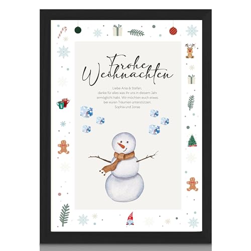 MilaBoo® personalisiertes Geldgeschenk Weihnachten 2 I besonderes Poster Geschenk mit ausgestanzten Motiven von Milaboo