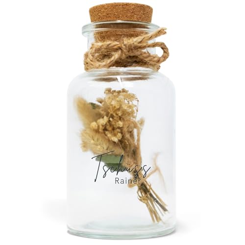MilaBoo® personalisiertes Geldgeschenk mit Geschenkglas und Trockenblumen (Rente) von Milaboo